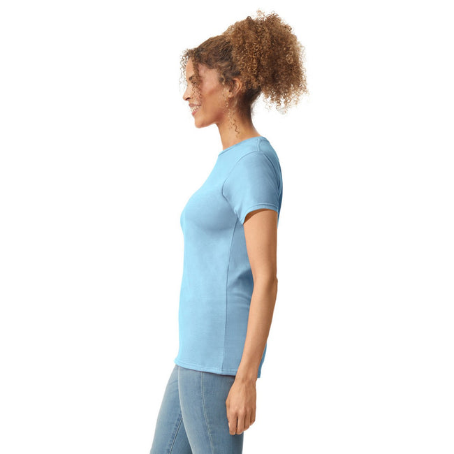 Light Blue - Side - Gildan Womens-Ladies Softstyle Plain Ringspun Cotton Fitted T-Shirt