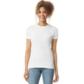 White - Side - Gildan Womens-Ladies Softstyle Plain Ringspun Cotton Fitted T-Shirt