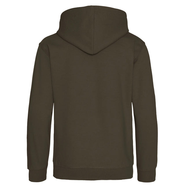 Olive Green - Back - Awdis Childrens-Kids Heather Hoodie