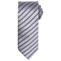 Silver-Dark Grey - Front - Premier Unisex Adult Double Stripe Tie