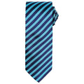 Turquoise-Navy - Front - Premier Unisex Adult Double Stripe Tie