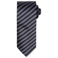 Black-Dark Grey - Front - Premier Unisex Adult Double Stripe Tie