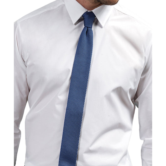 Mid Blue - Back - Premier Unisex Adult Slim Knitted Tie