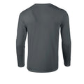 Charcoal - Back - Gildan Unisex Adult Softstyle Plain Long-Sleeved T-Shirt