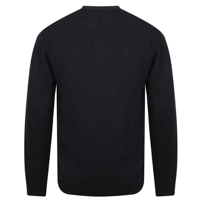 Navy - Back - Henbury Mens Cotton Acrylic V Neck Cardigan