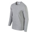 Sports Grey - Side - Gildan Unisex Adult Softstyle Polycotton Long-Sleeved T-Shirt