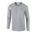 Sports Grey - Front - Gildan Unisex Adult Softstyle Polycotton Long-Sleeved T-Shirt