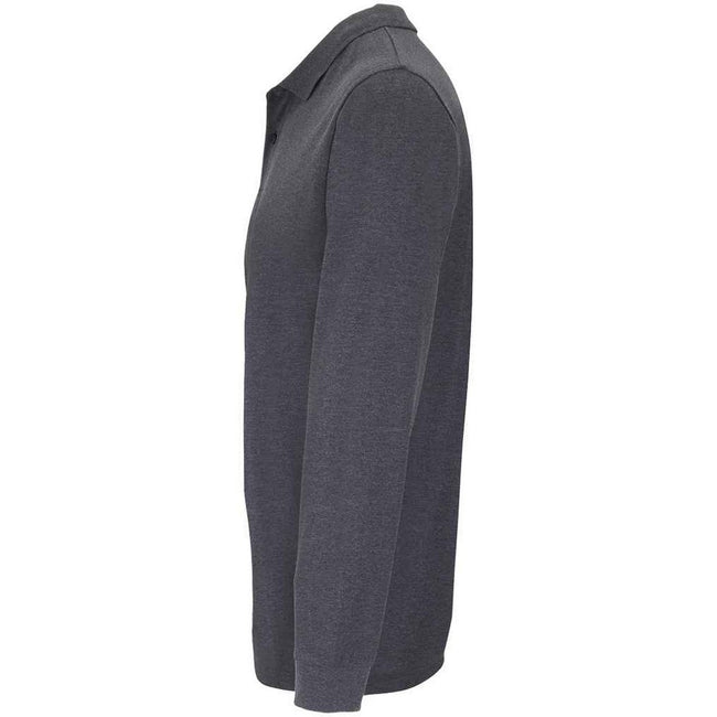 Charcoal Marl - Side - SOLS Unisex Adult Planet Marl Pique Long-Sleeved Polo Shirt