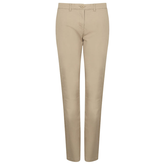 Stone - Front - Henbury Womens-Ladies Stretch Chinos