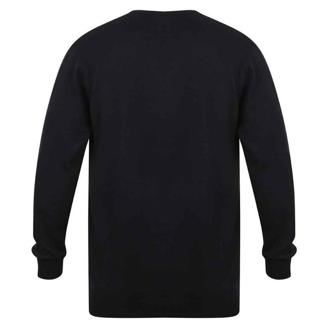 Navy - Back - Henbury Mens Cotton Acrylic V Neck Sweatshirt