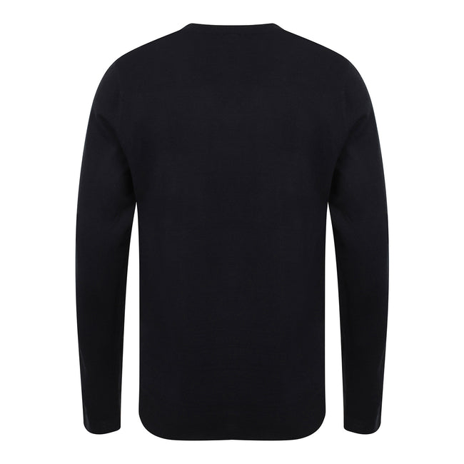 Black - Back - Henbury Mens Cotton Acrylic V Neck Sweatshirt