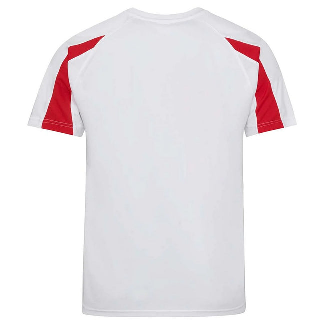 Arctic White-Fire Red - Back - AWDis Cool Mens Contrast Moisture Wicking T-Shirt