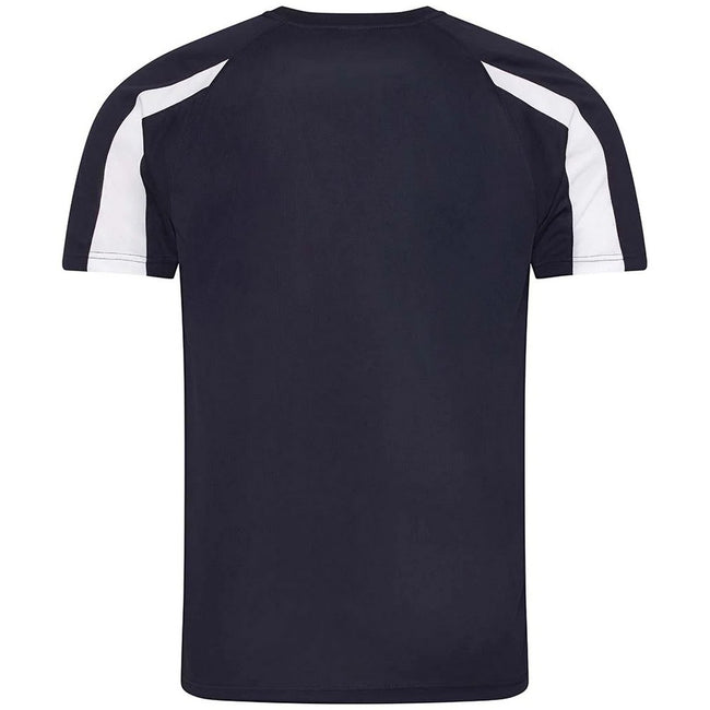 French Navy-Arctic White - Back - AWDis Cool Mens Contrast Moisture Wicking T-Shirt