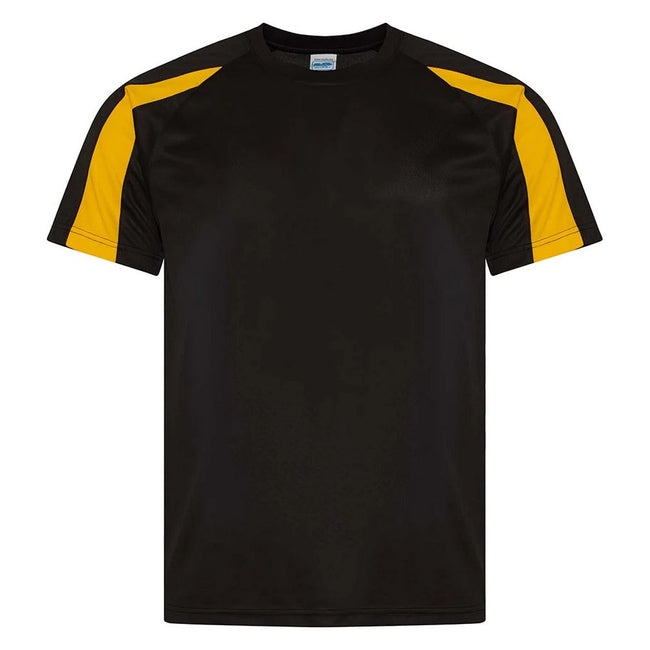 Jet Black-Gold - Front - AWDis Cool Mens Contrast Moisture Wicking T-Shirt