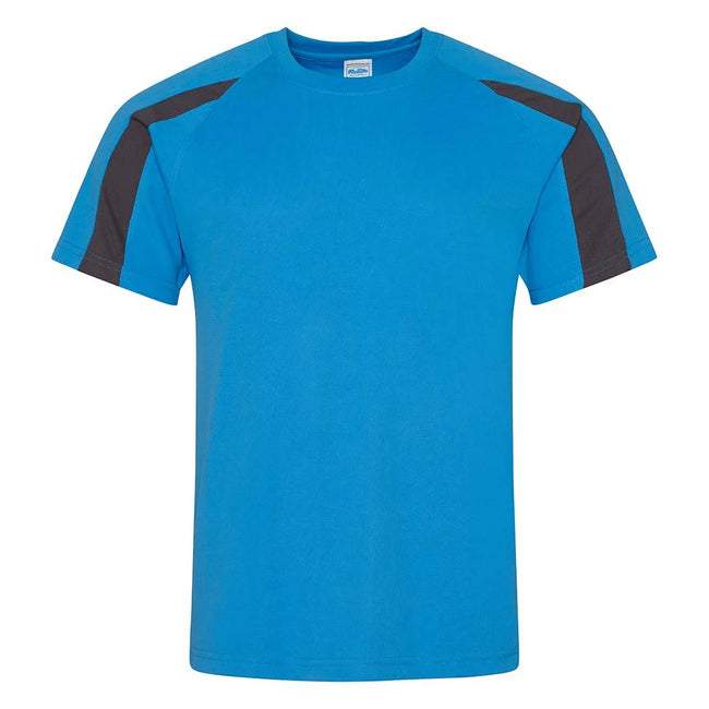 Sapphire Blue-Charcoal - Front - AWDis Cool Mens Contrast Moisture Wicking T-Shirt
