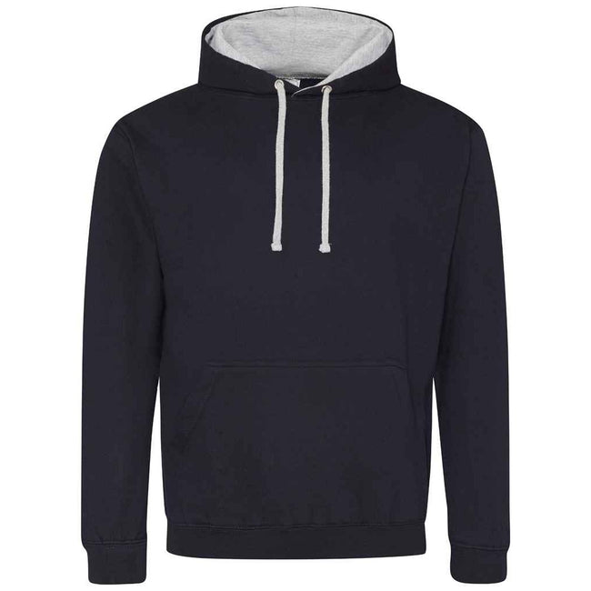 New French Navy-Heather Grey - Front - Awdis Unisex Adult Varsity Hoodie