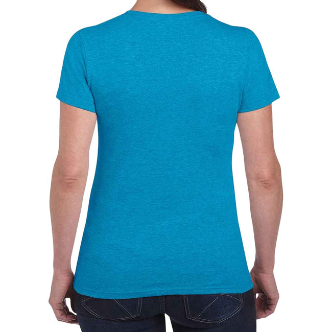 Sapphire Blue Heather - Back - Gildan Womens-Ladies Heather Cotton Heavy T-Shirt