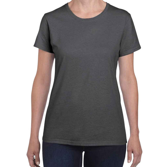 Dark Heather - Front - Gildan Womens-Ladies Heather Cotton Heavy T-Shirt