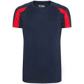 French Navy-Fire Red - Front - AWDis Cool Childrens-Kids Contrast Moisture Wicking T-Shirt