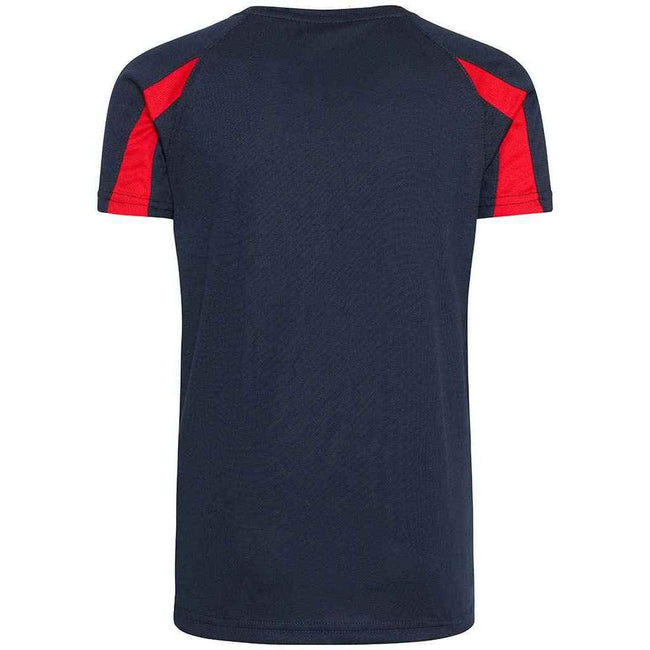 French Navy-Fire Red - Back - AWDis Cool Childrens-Kids Contrast Moisture Wicking T-Shirt