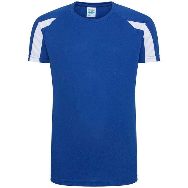Royal Blue-Arctic White - Back - AWDis Cool Childrens-Kids Contrast Moisture Wicking T-Shirt
