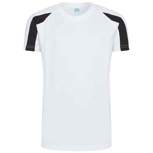 Arctic White-Jet Black - Front - AWDis Cool Childrens-Kids Contrast Moisture Wicking T-Shirt