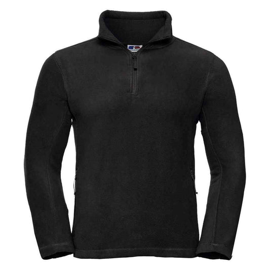 Black - Front - Russell Mens Zip Neck Outdoor Fleece Top