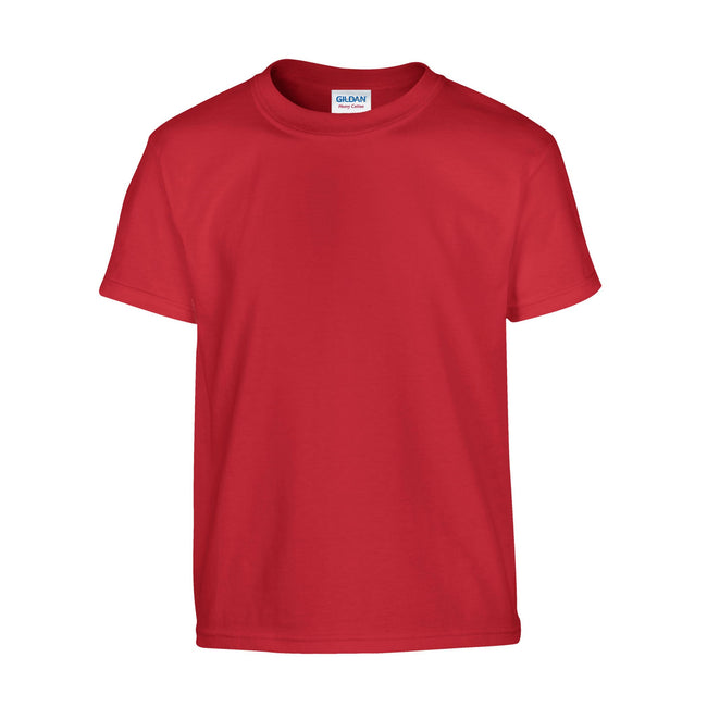 Red - Front - Gildan Childrens-Kids Plain Cotton Heavy T-Shirt