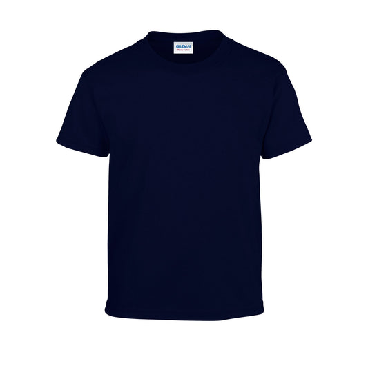 Navy - Front - Gildan Childrens-Kids Plain Cotton Heavy T-Shirt