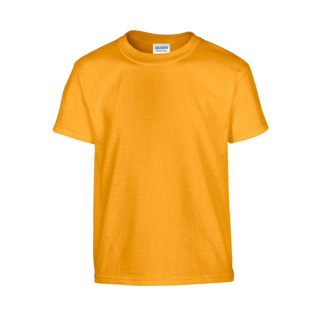 Gold - Front - Gildan Childrens-Kids Plain Cotton Heavy T-Shirt