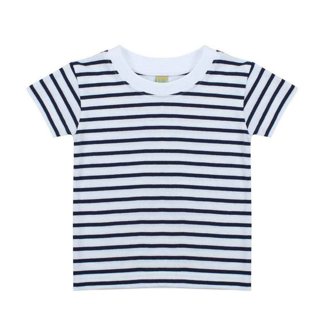 White-Oxford Navy - Front - Larkwood Childrens-Kids Striped Crew Neck T-Shirt