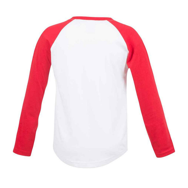 White-Red - Back - SF Minni Childrens-Kids Long-Sleeved Baseball T-Shirt