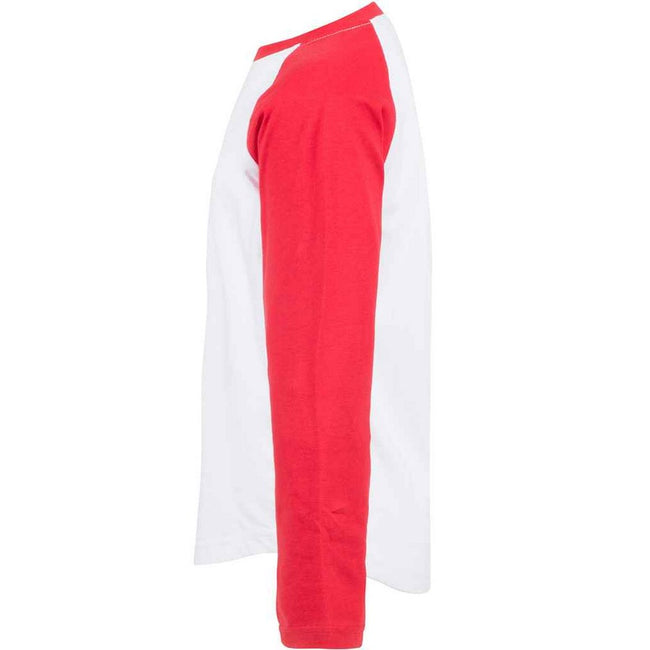 White-Red - Side - SF Minni Childrens-Kids Long-Sleeved Baseball T-Shirt
