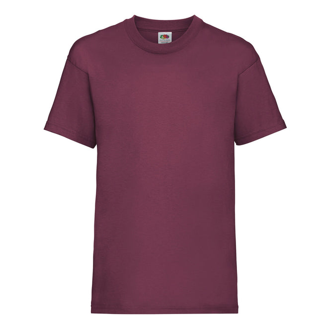 Burgundy - Front - Fruit of the Loom Childrens-Kids Value T-Shirt