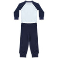 Navy-White - Back - Larkwood Childrens-Kids Long Pyjama Set