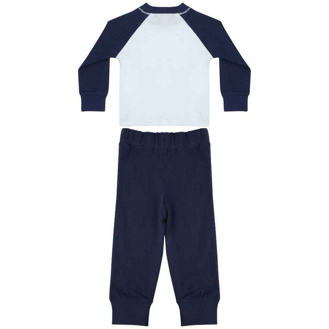 Navy-White - Back - Larkwood Childrens-Kids Long Pyjama Set