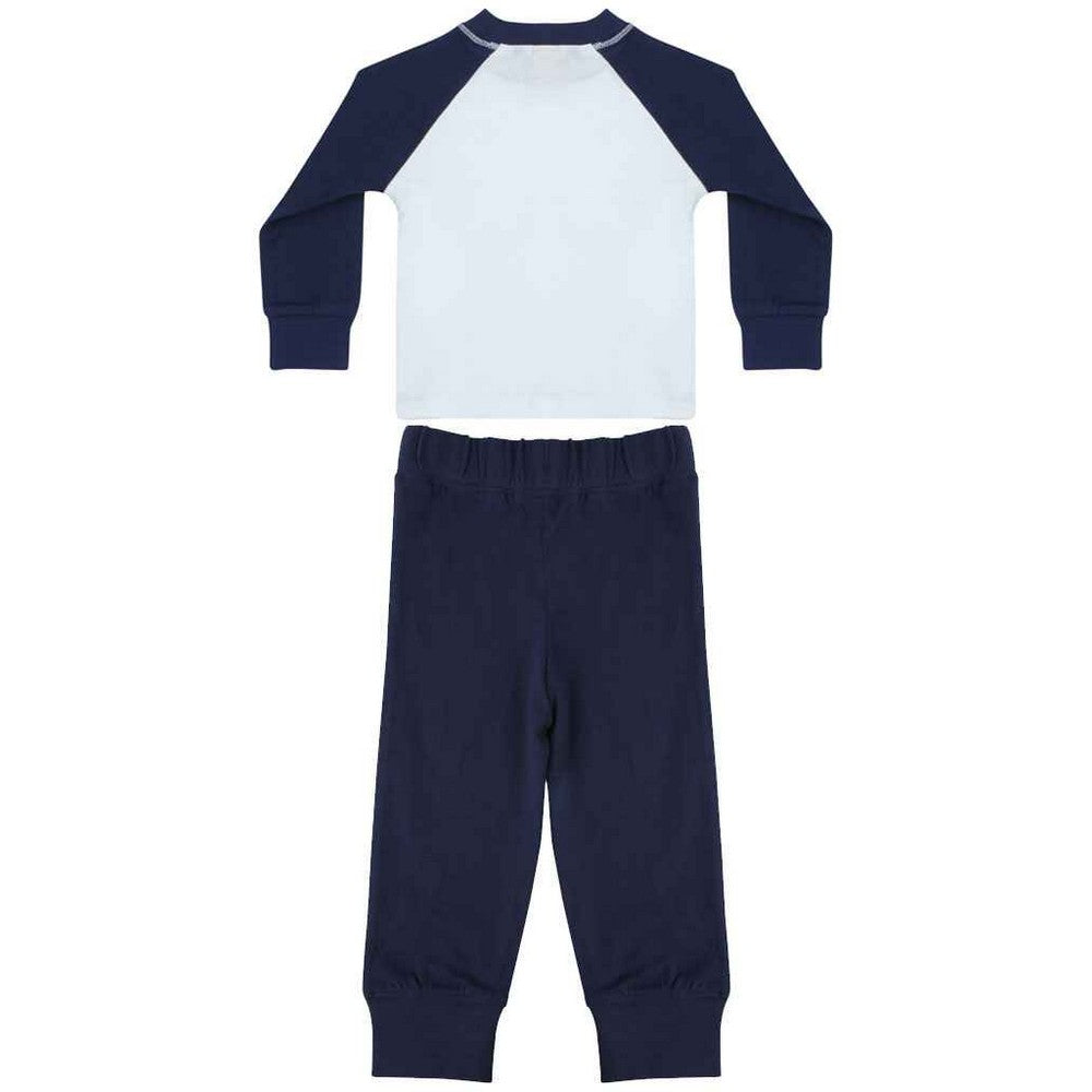 Navy-White - Back - Larkwood Childrens-Kids Long Pyjama Set
