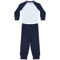 Navy-White - Back - Larkwood Childrens-Kids Long Pyjama Set