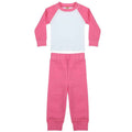 Candyfloss Pink-White - Front - Larkwood Childrens-Kids Long Pyjama Set