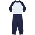 Navy-White - Front - Larkwood Childrens-Kids Long Pyjama Set