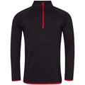 Jet Black-Fire Red - Front - AWDis Cool Mens Half Zip Sweat Top
