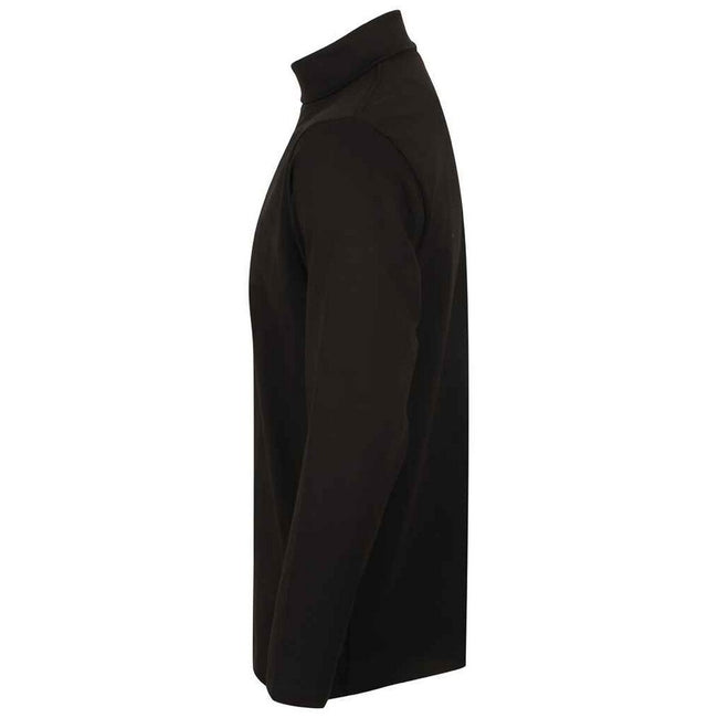 Black - Side - Henbury Mens Roll Neck Long-Sleeved Top