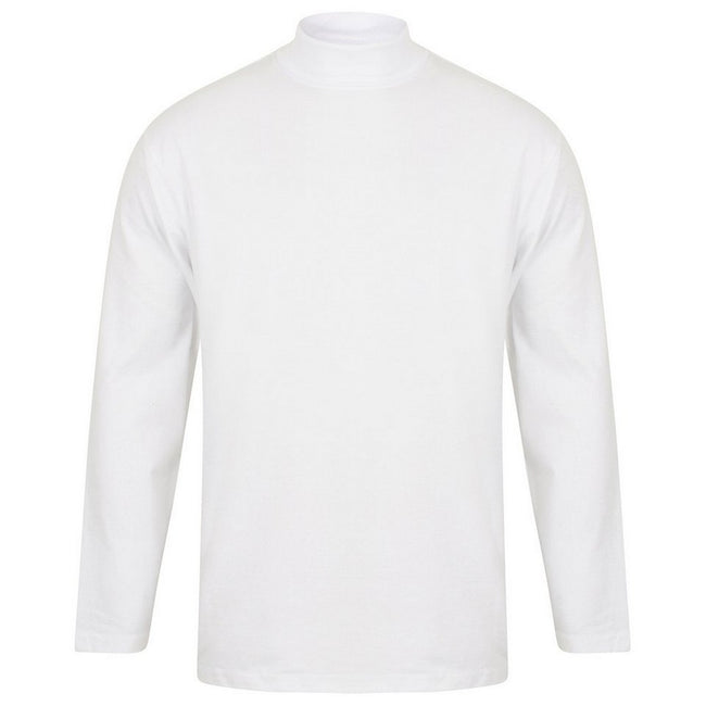 White - Front - Henbury Mens Roll Neck Long-Sleeved Top