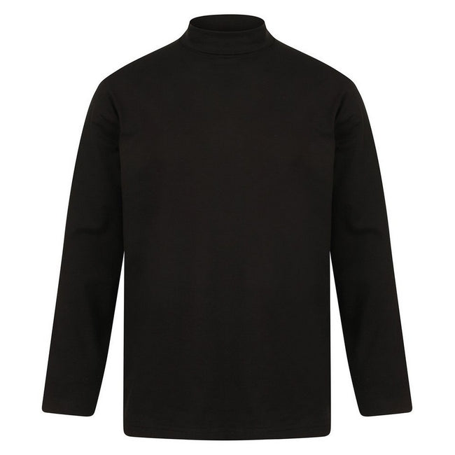 Black - Front - Henbury Mens Roll Neck Long-Sleeved Top