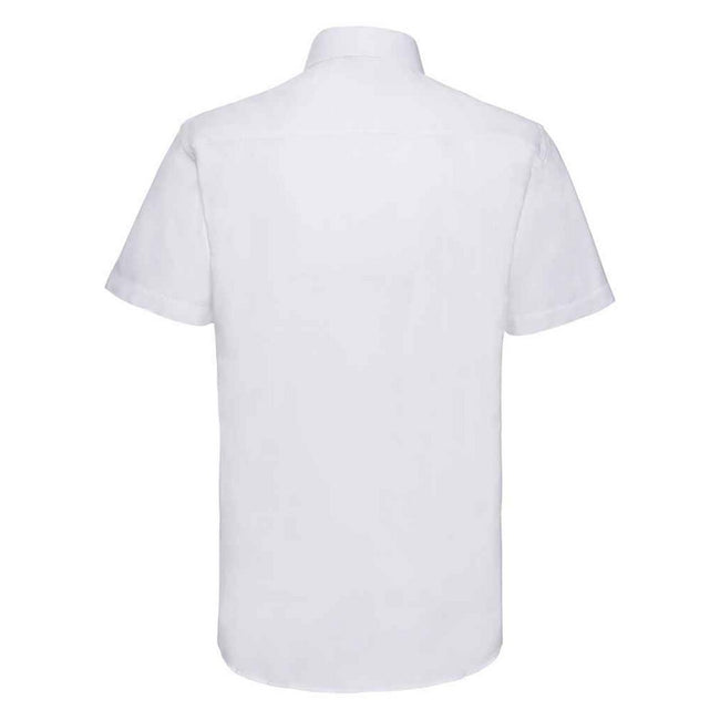 White - Back - Russell Collection Mens Tailored Short-Sleeved Formal Shirt
