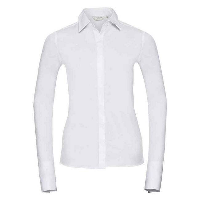 White - Front - Russell Collection Womens-Ladies Ultimate Stretch Formal Shirt