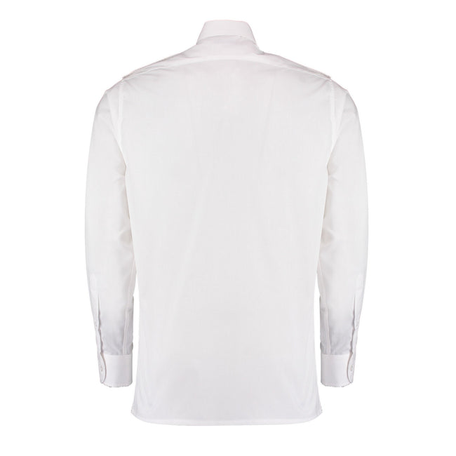 White - Back - Kustom Kit Mens Long-Sleeved Pilot Shirt