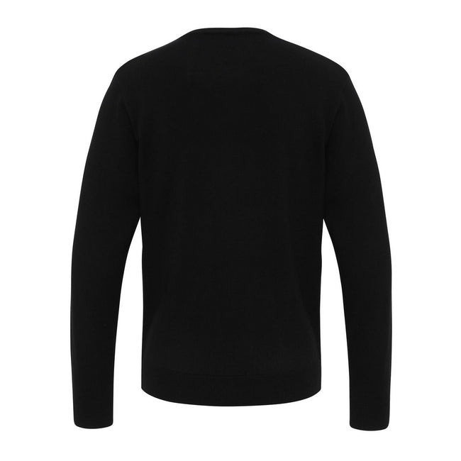 Black - Back - Premier Mens Essential Acrylic V Neck Sweatshirt