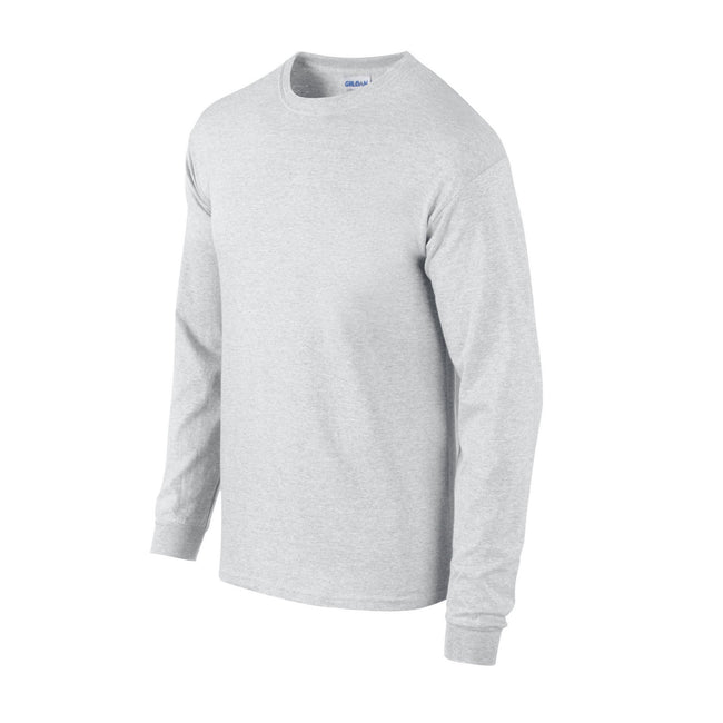 Ash - Side - Gildan Unisex Adult Ultra Plain Cotton Long-Sleeved T-Shirt