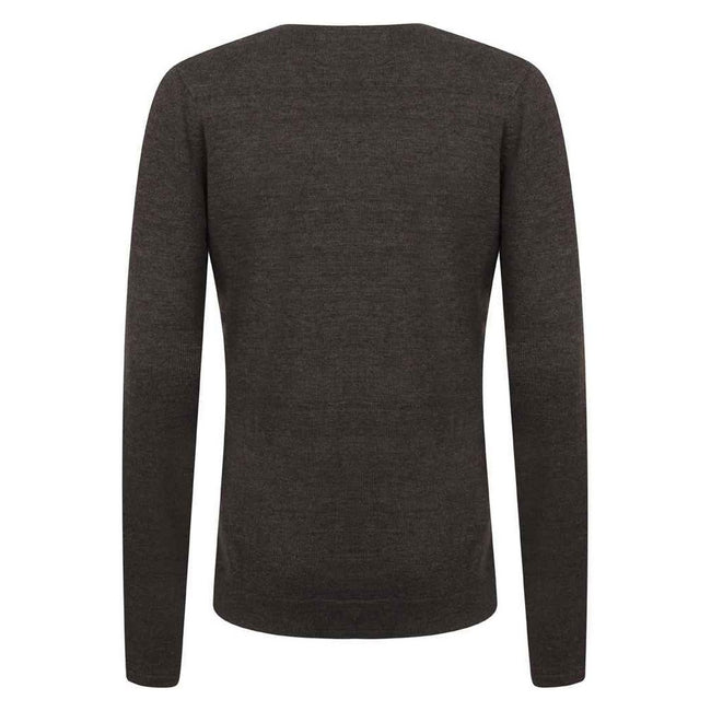 Grey Marl - Back - Henbury Womens-Ladies Cotton Acrylic V Neck Sweatshirt